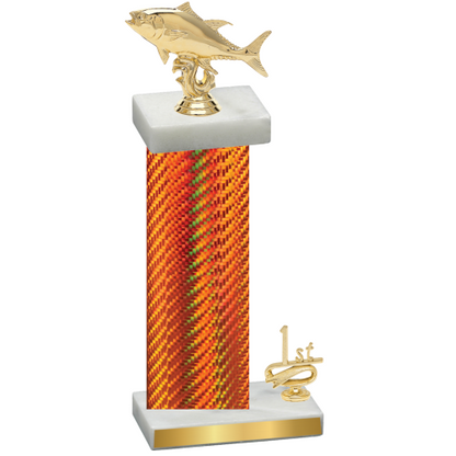 Accented Single Orange Carbon Fiber First Place Fishing Trophy