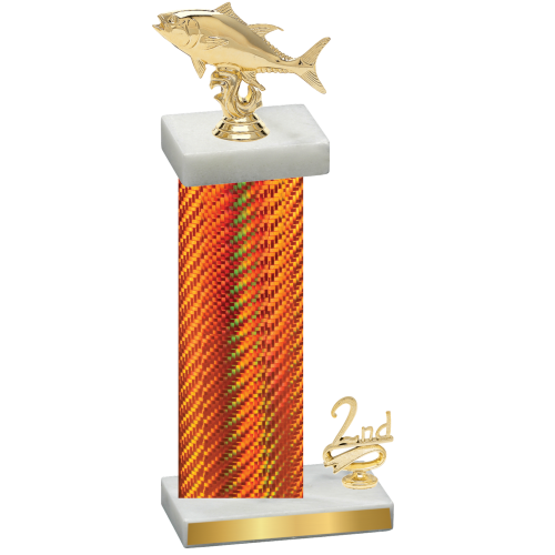 Accented Single Orange Carbon Fiber Second Place Fishing Trophy