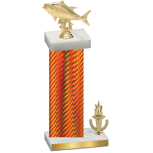 Accented Single Orange Carbon Fiber Victory Fishing Trophy