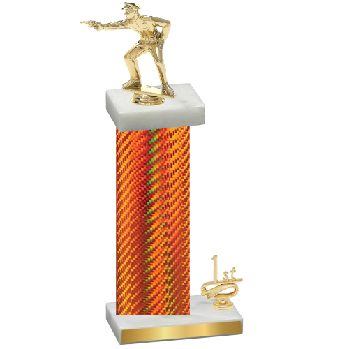Accented Single Orange Carbon Fiber First Place Shooter Trophy