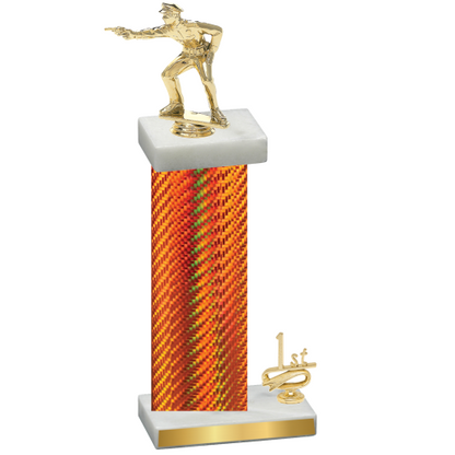 Accented Single Orange Carbon Fiber First Place Shooter Trophy