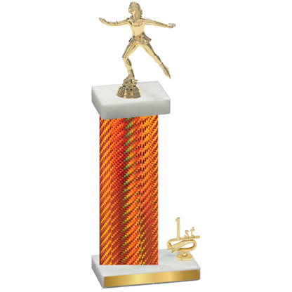 Accented Single Orange Carbon Fiber First Place Skater Trophy