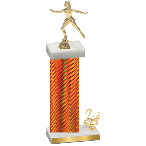 Accented Single Orange Carbon Fiber Second Place Skater Trophy