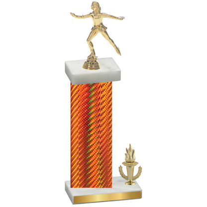 Accented Single Orange Carbon Fiber Victory Skater Trophy