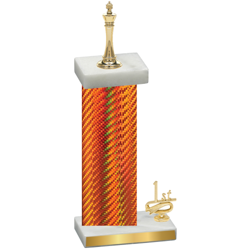 Accented Single Orange Carbon Fiber First Place Chess Trophy