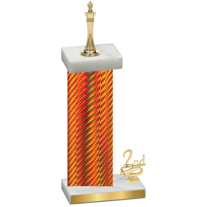 Accented Single Orange Carbon Fiber Second Place Chess Trophy