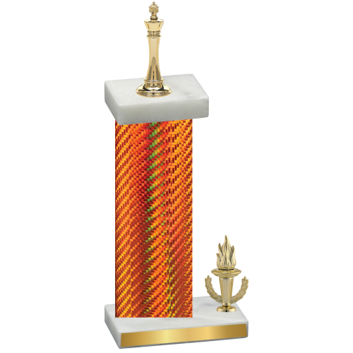 Accented Single Orange Carbon Fiber Victory Chess Trophy