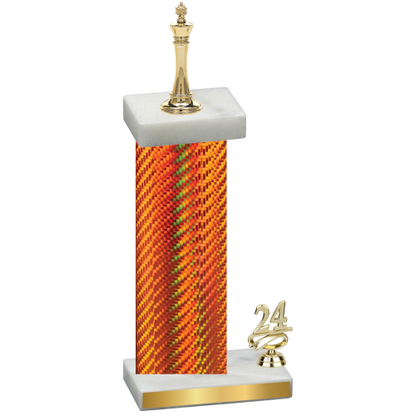 Accented Single Orange Carbon Fiber Year Chess Trophy