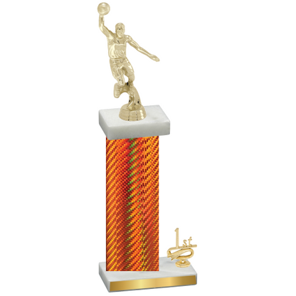 Accented Single Orange Carbon Fiber First Place Basketball Trophy