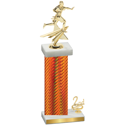 Accented Single Orange Carbon Fiber Second Place Flag Football Trophy