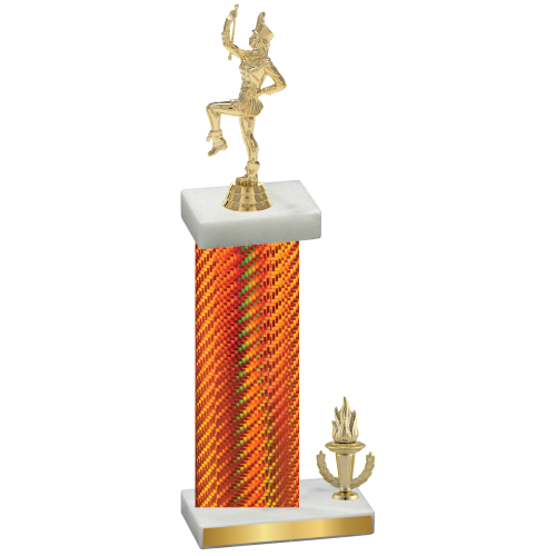 Accented Single Orange Carbon Fiber Victory Majorette Trophy