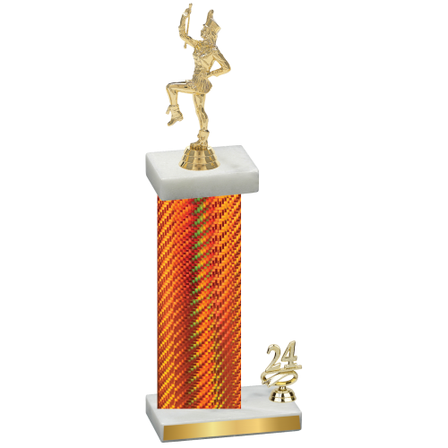 Accented Single Orange Carbon Fiber Year Majorette Trophy