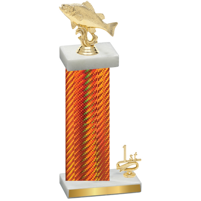 Accented Single Orange Carbon Fiber First Place Fishing Trophy