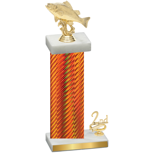 Accented Single Orange Carbon Fiber Second Place Fishing Trophy