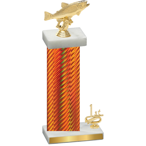 Accented Single Orange Carbon Fiber First Place Fishing Trophy