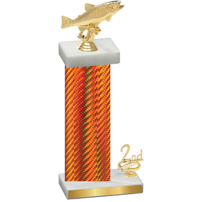 Accented Single Orange Carbon Fiber Second Place Fishing Trophy