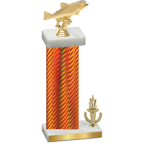 Accented Single Orange Carbon Fiber Victory Fishing Trophy