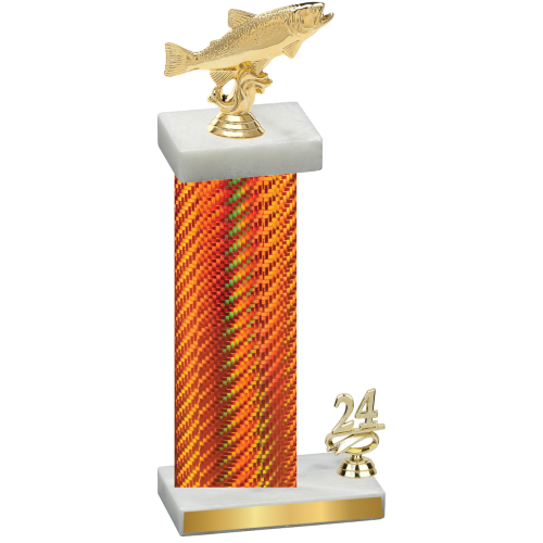 Accented Single Orange Carbon Fiber Year Fishing Trophy