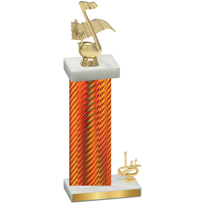 Accented Single Orange Carbon Fiber First Place Music Trophy