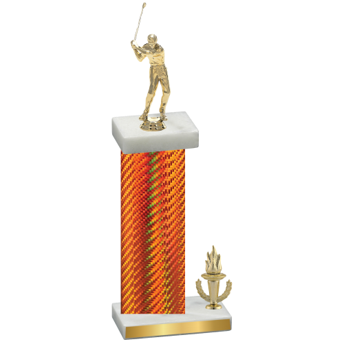 Accented Single Orange Carbon Fiber Victory Golf Trophy