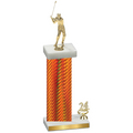Accented Single Orange Carbon Fiber Year Golf Trophy