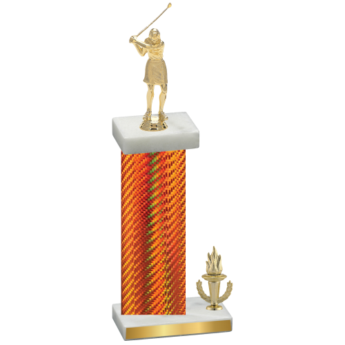 Accented Single Orange Carbon Fiber Victory Golf Trophy