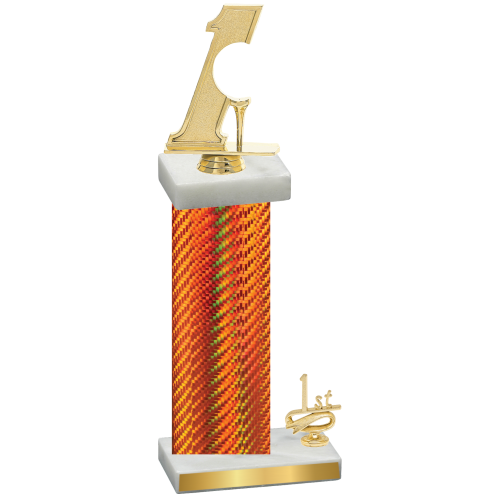 Accented Single Orange Carbon Fiber First Place Golf Trophy