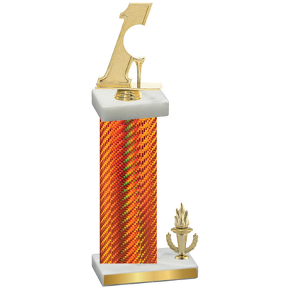 Accented Single Orange Carbon Fiber Victory Golf Trophy