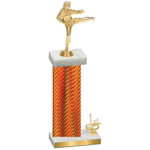 Accented Single Orange Carbon Fiber First Place Karate Trophy