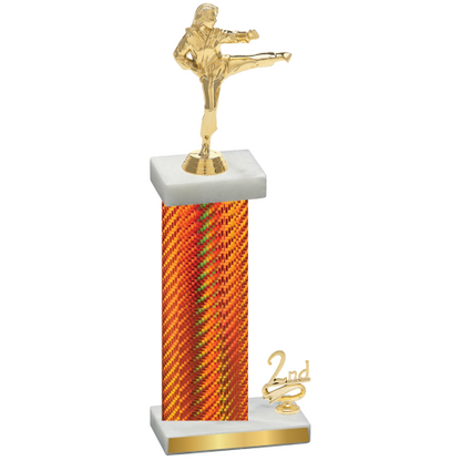 Accented Single Orange Carbon Fiber Second Place Karate Trophy