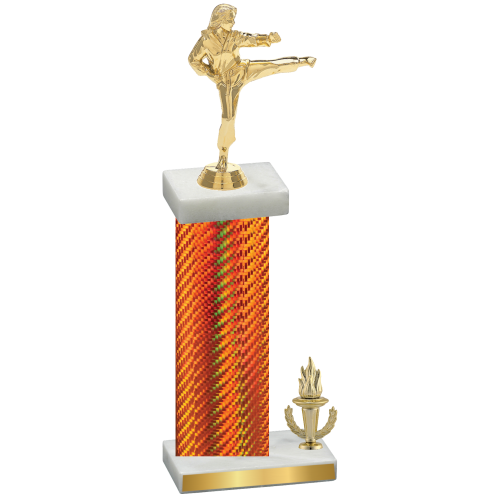 Accented Single Orange Carbon Fiber Victory Karate Trophy