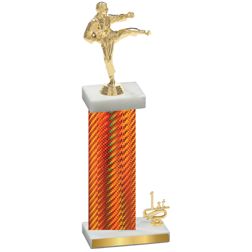 Accented Single Orange Carbon Fiber First Place Karate Trophy