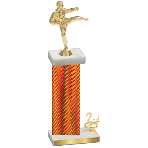 Accented Single Orange Carbon Fiber Second Place Karate Trophy