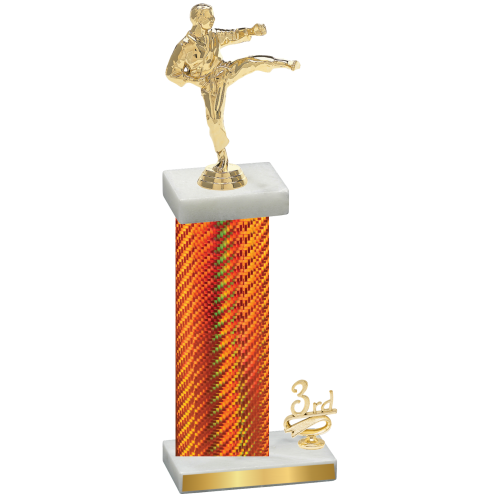 Accented Single Orange Carbon Fiber Third Place Karate Trophy