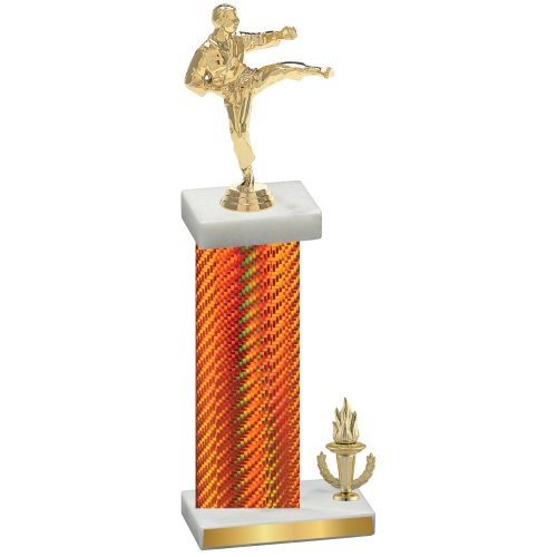 Accented Single Orange Carbon Fiber Victory Karate Trophy