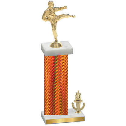 Accented Single Orange Carbon Fiber Victory Karate Trophy