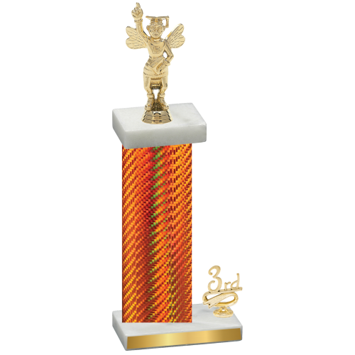 Accented Single Orange Carbon Fiber Third Place Academics Trophy