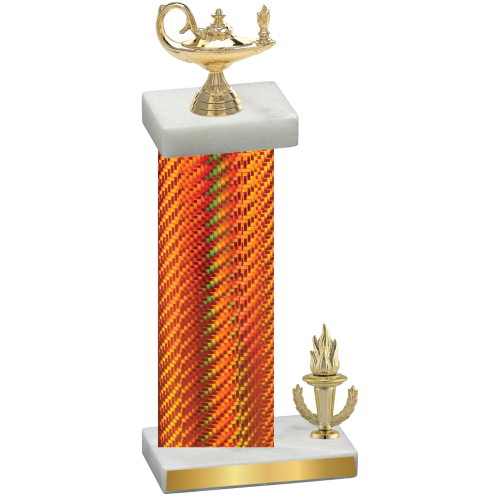 Accented Single Orange Carbon Fiber Victory Academics Trophy