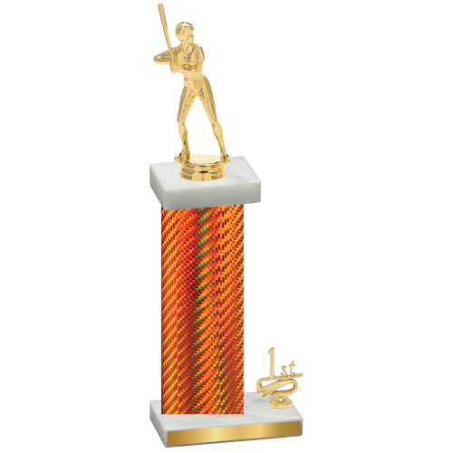 Accented Single Orange Carbon Fiber First Place Softball Trophy