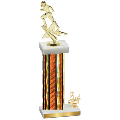Accented Single Orange Glacier Third Place Football Trophy