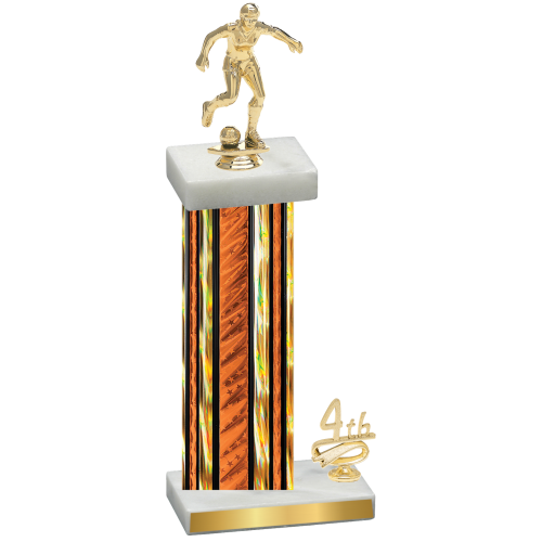 Accented Single Orange Glacier Fourth Place Soccer Trophy