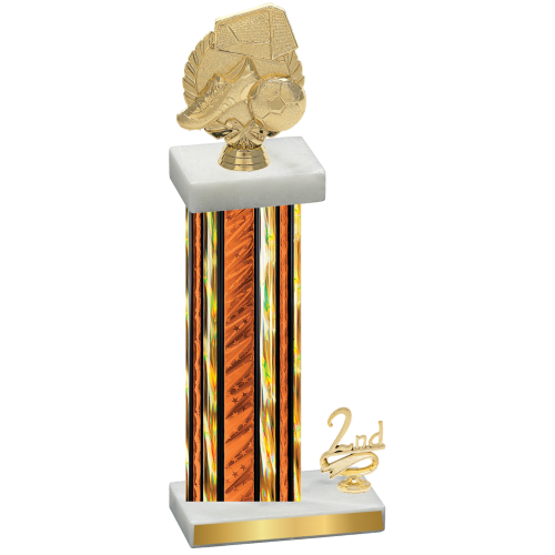 Accented Single Orange Glacier Second Place Soccer Trophy