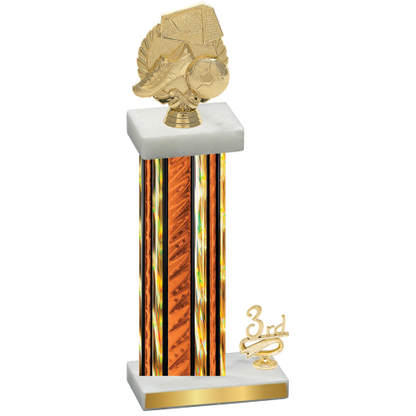 Accented Single Orange Glacier Third Place Soccer Trophy
