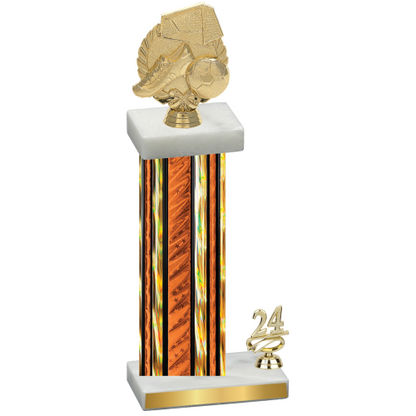 Accented Single Orange Glacier Year Soccer Trophy