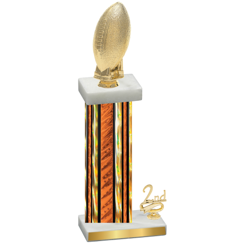 Accented Single Orange Glacier Second Place Football Trophy