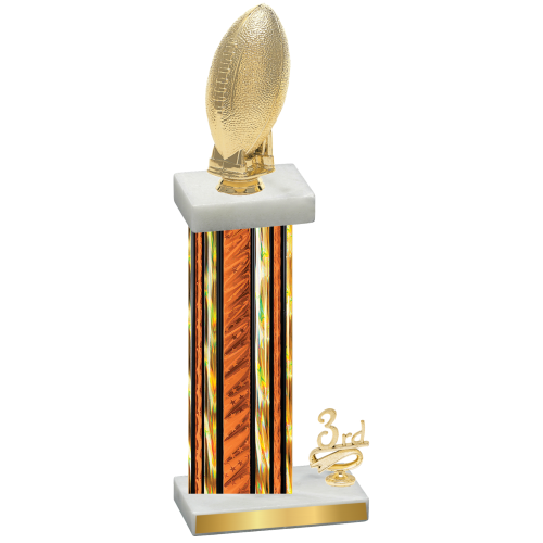 Accented Single Orange Glacier Third Place Football Trophy
