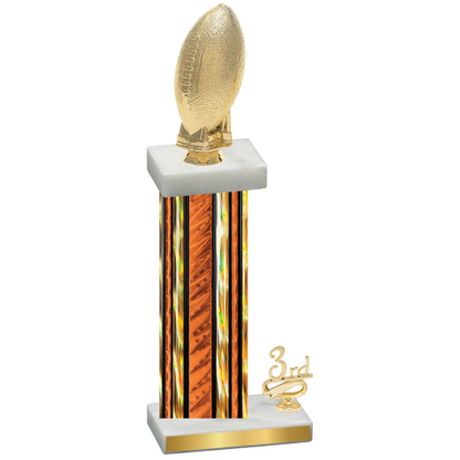 Accented Single Orange Glacier Third Place Football Trophy