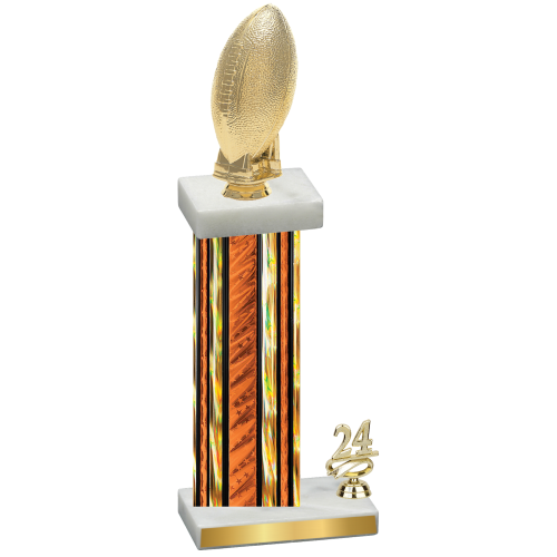 Accented Single Orange Glacier Year Football Trophy