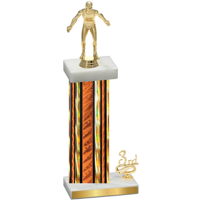 Accented Single Orange Glacier Third Place Wrestling Trophy