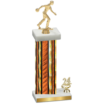 Accented Single Orange Glacier Year Bowling Trophy